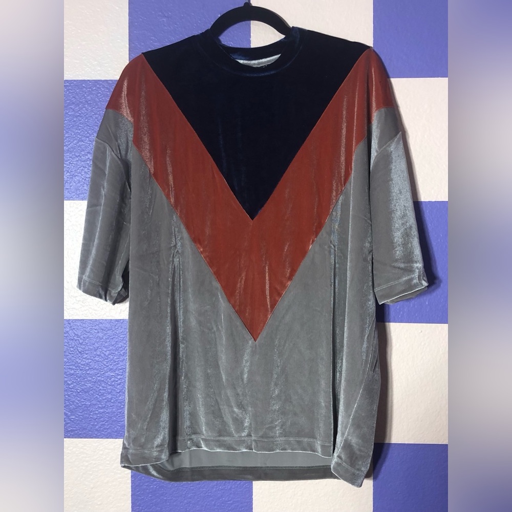 NWT ASOS Oversized Velour Tee in Colorblock - Size S